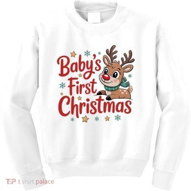Personalized First Christmas Custom Name Text Kids Sweatshirt