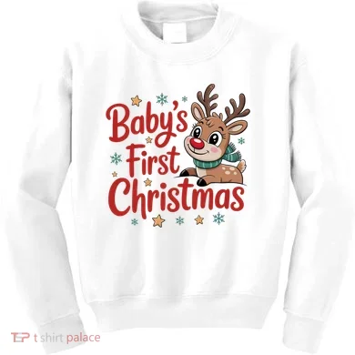 Personalized First Christmas Custom Name Text Kids Sweatshirt