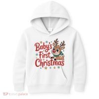 Personalized First Christmas Custom Name Text Kids Hoodie thumb 0