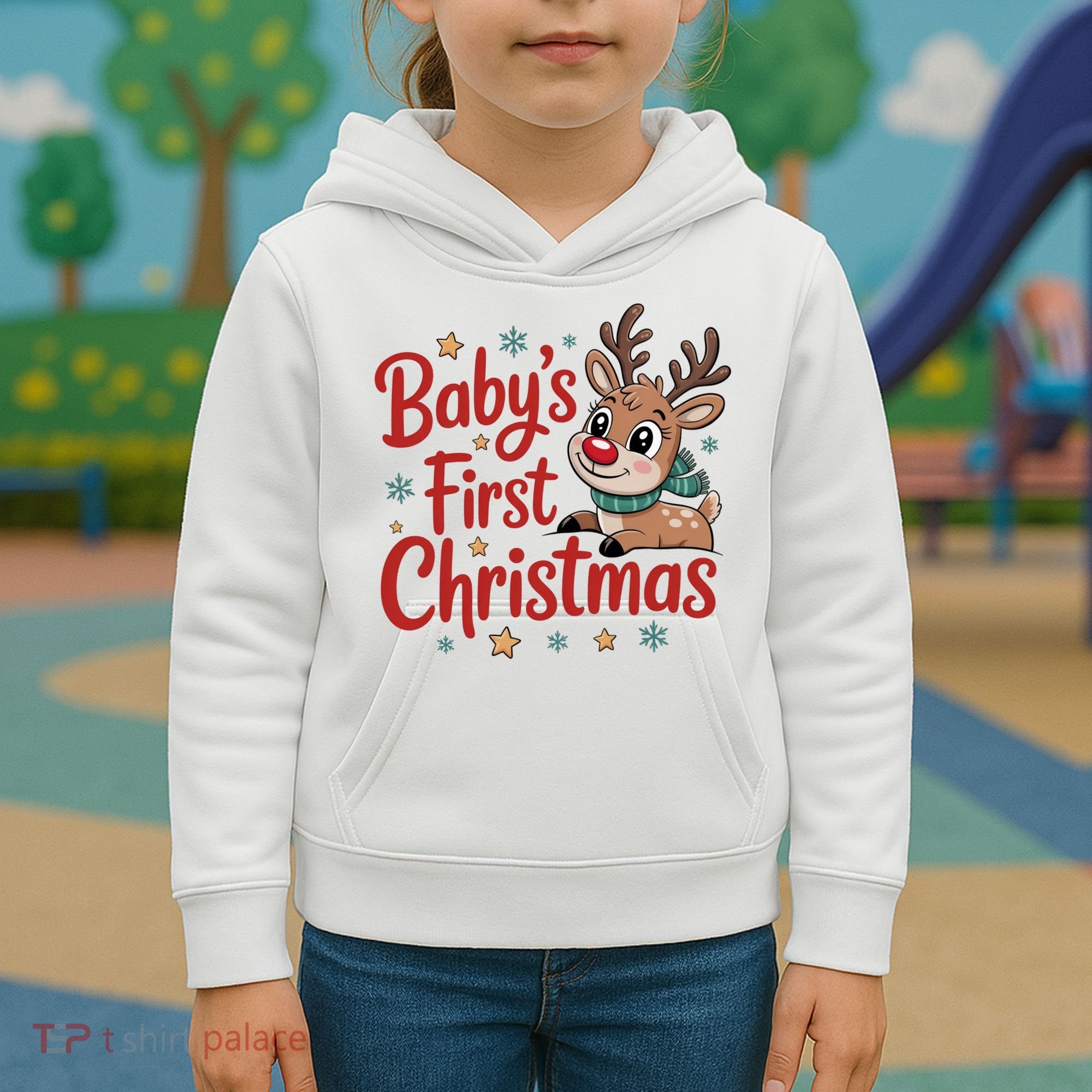 Personalized First Christmas Custom Name Text Kids Hoodie