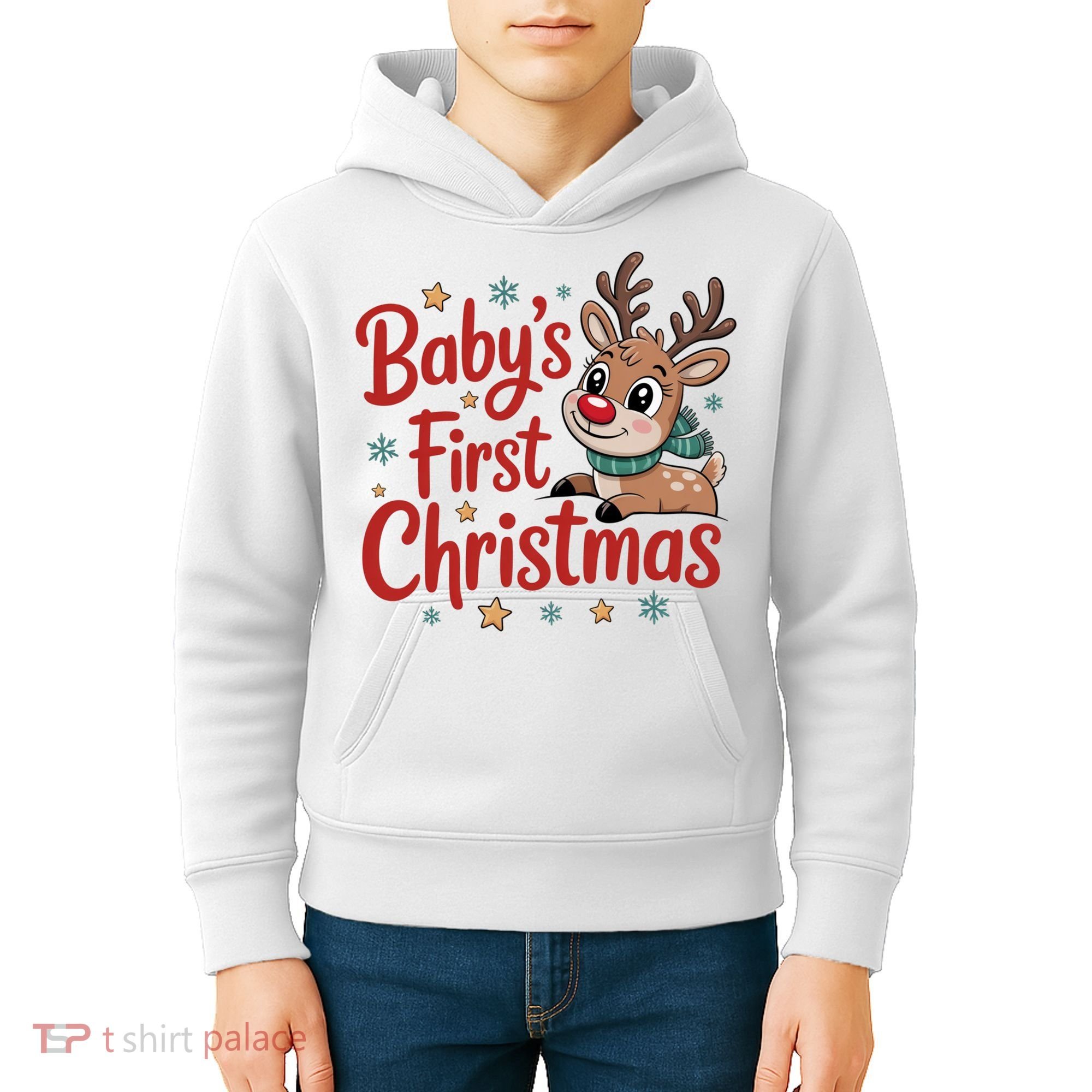 Personalized First Christmas Custom Name Text Kids Hoodie