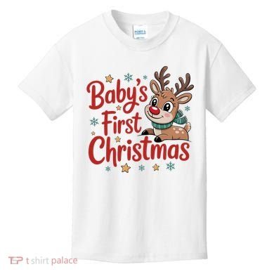 Personalized First Christmas Custom Name Text Kids T-Shirt