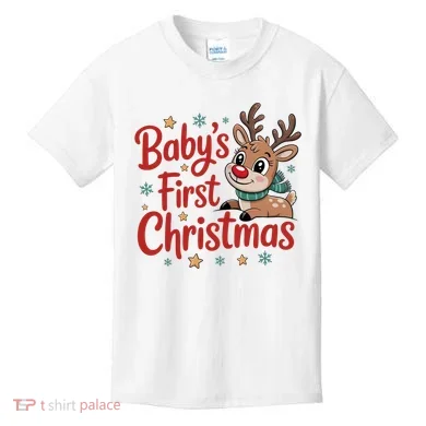 Personalized First Christmas Custom Name Text Kids T-Shirt