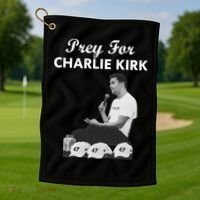 Pray For Charlie Kirk Rest In Peace Support Tribute Golf Towel thumb 1