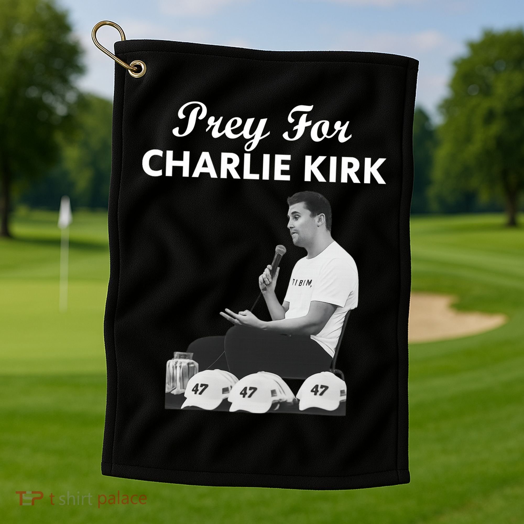 Pray For Charlie Kirk Rest In Peace Support Tribute Golf Towel