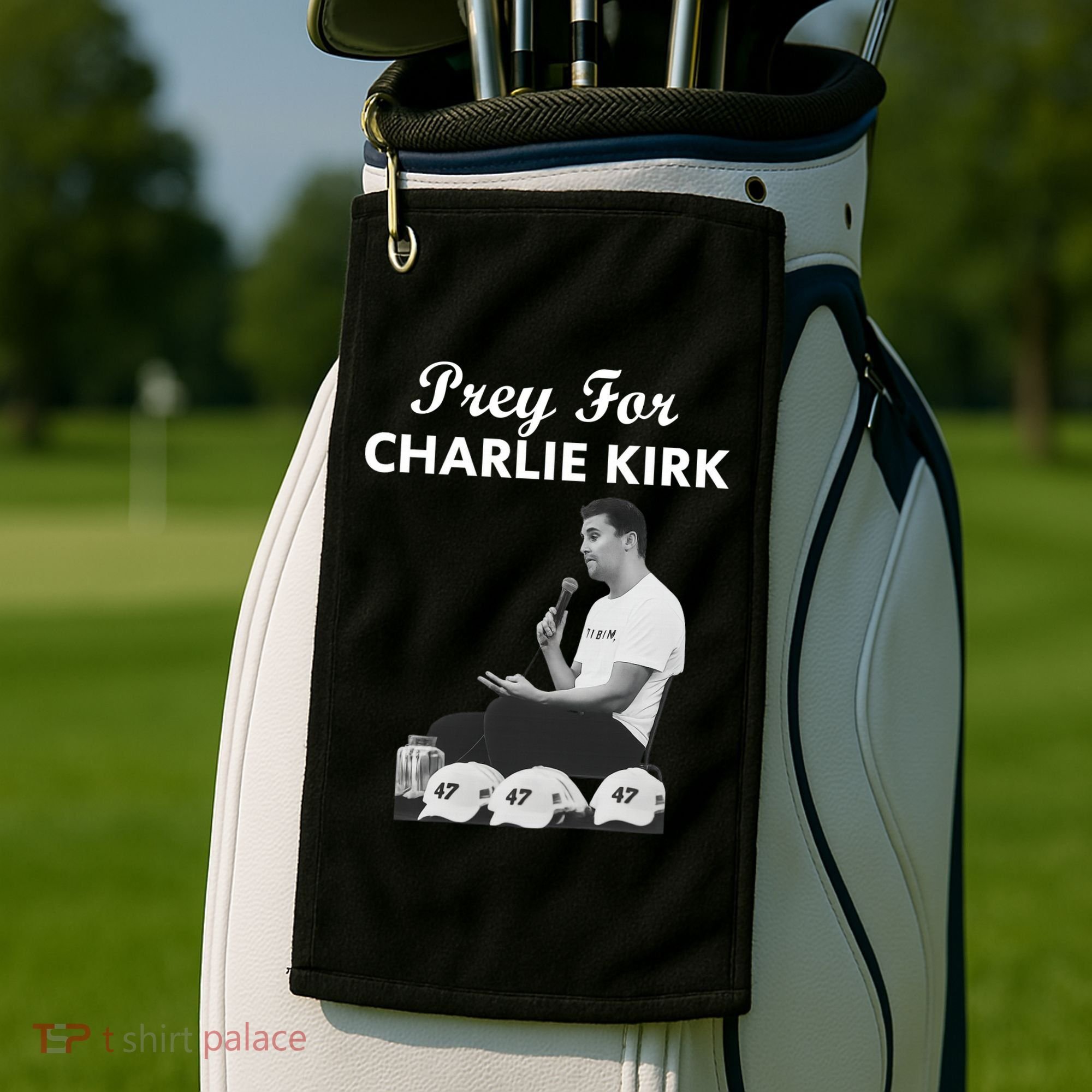 Pray For Charlie Kirk Rest In Peace Support Tribute Golf Towel
