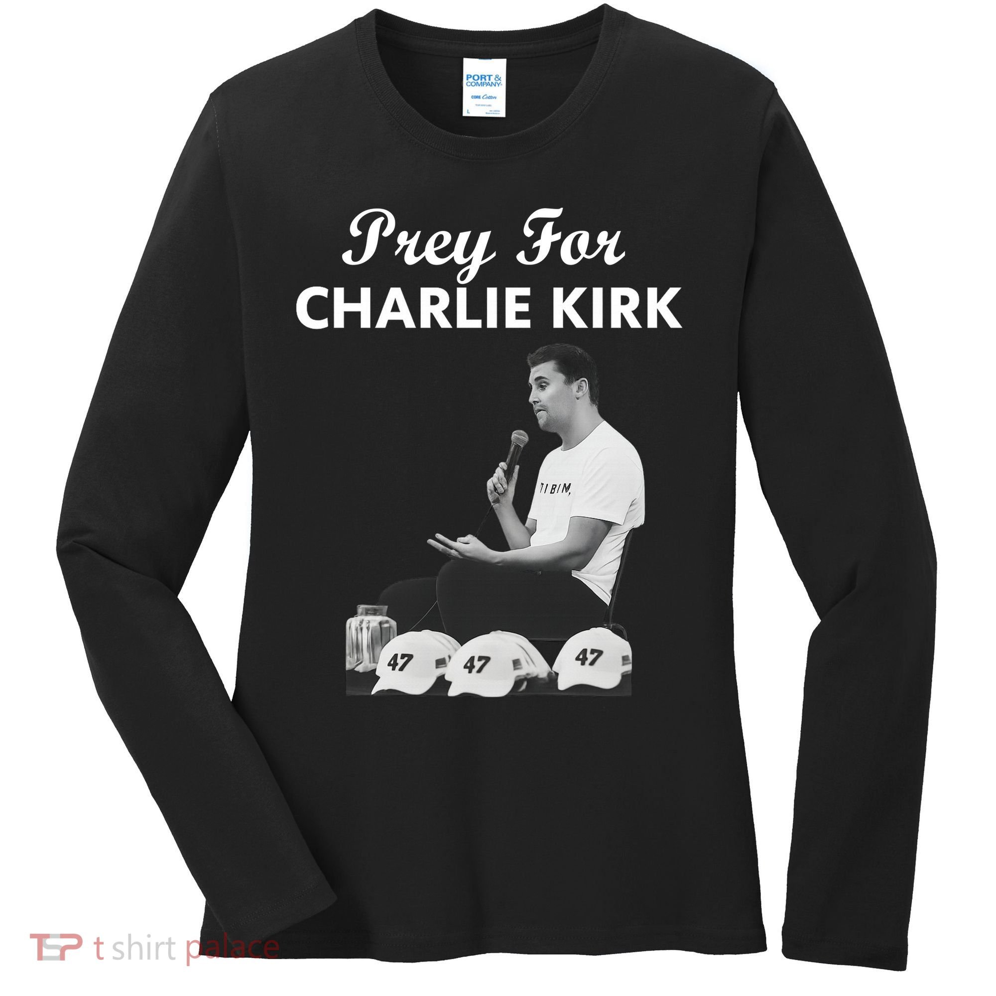 Pray For Charlie Kirk Rest In Peace Support Tribute Women's Long Sleeve Shirt