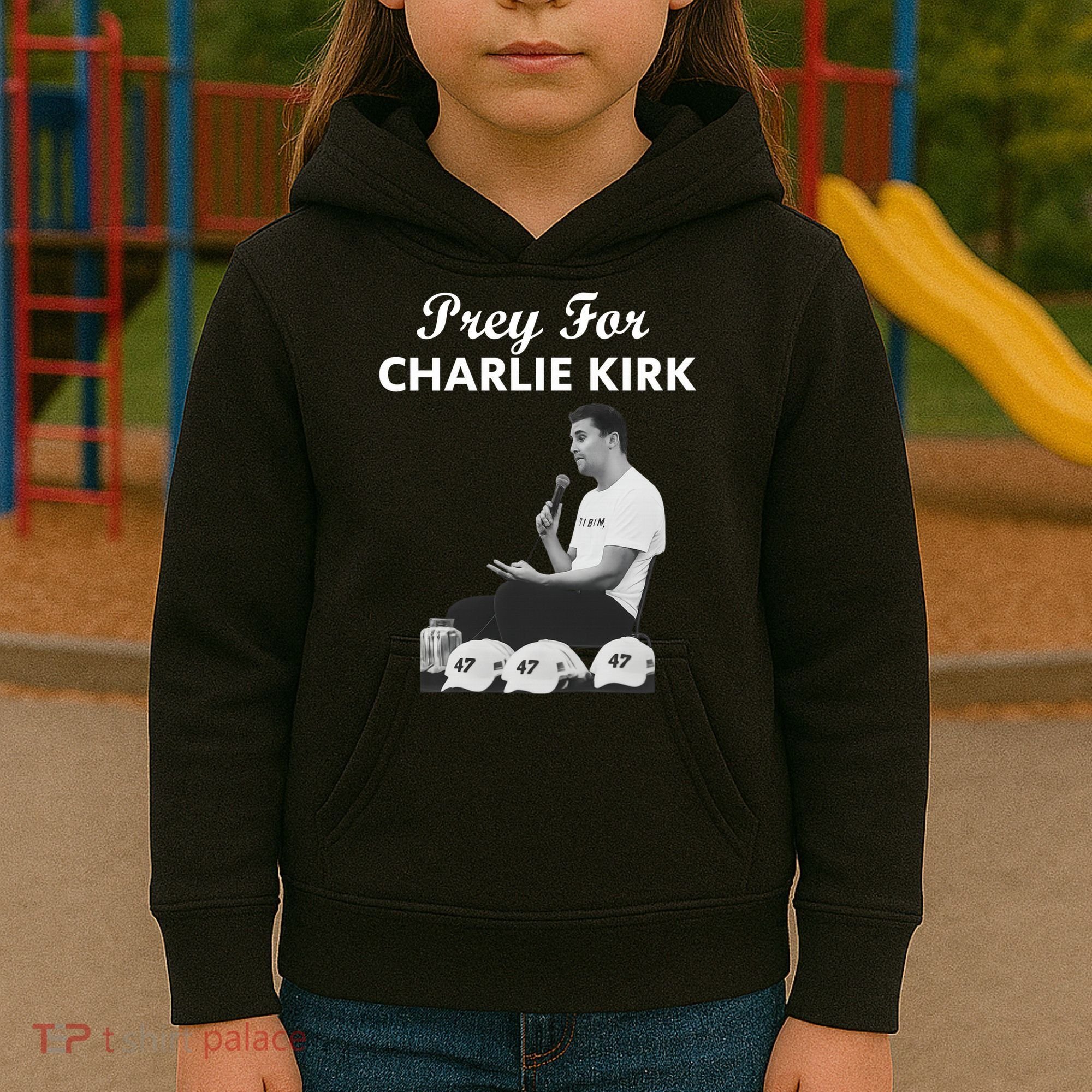 Pray For Charlie Kirk Rest In Peace Support Tribute Kids Hoodie