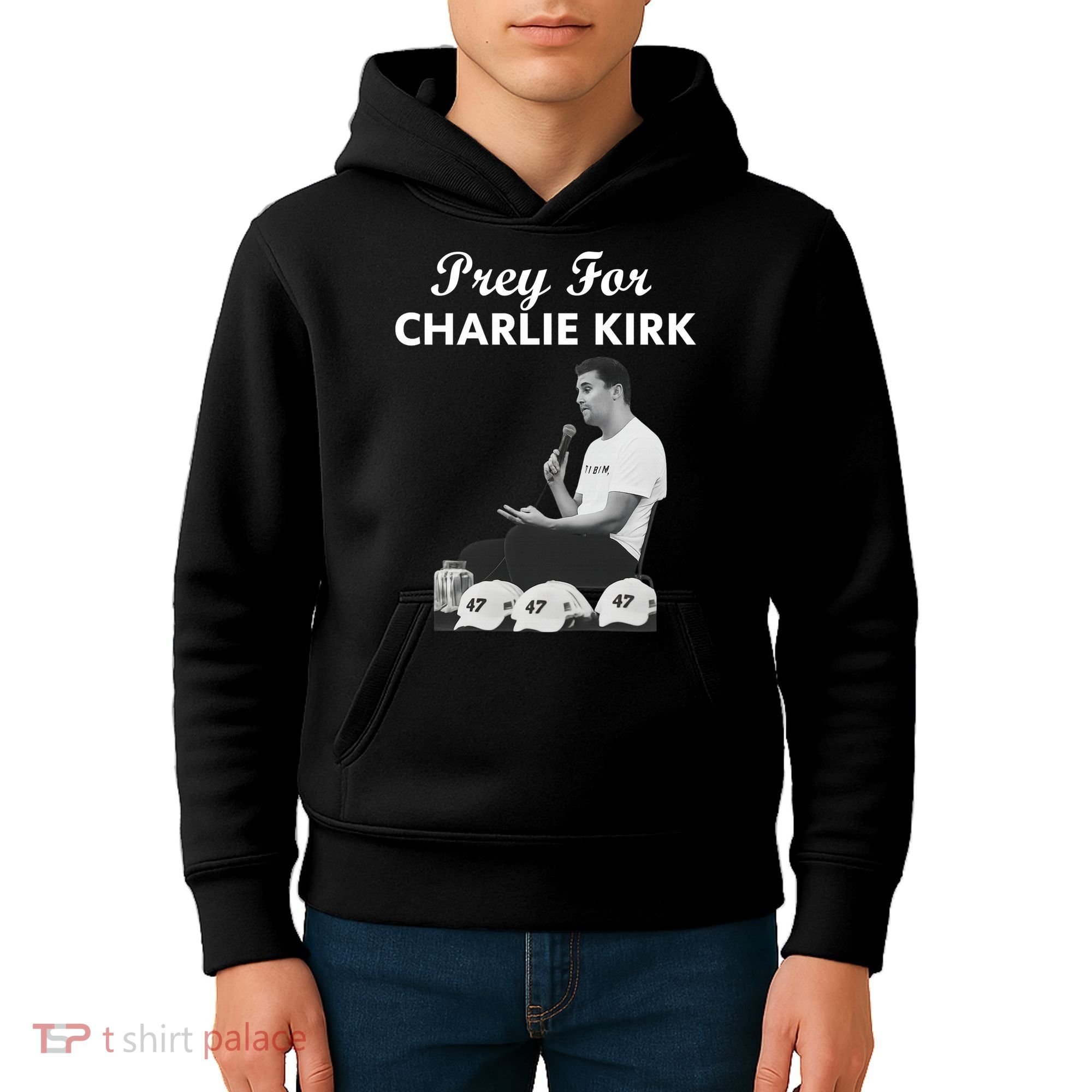 Pray For Charlie Kirk Rest In Peace Support Tribute Kids Hoodie
