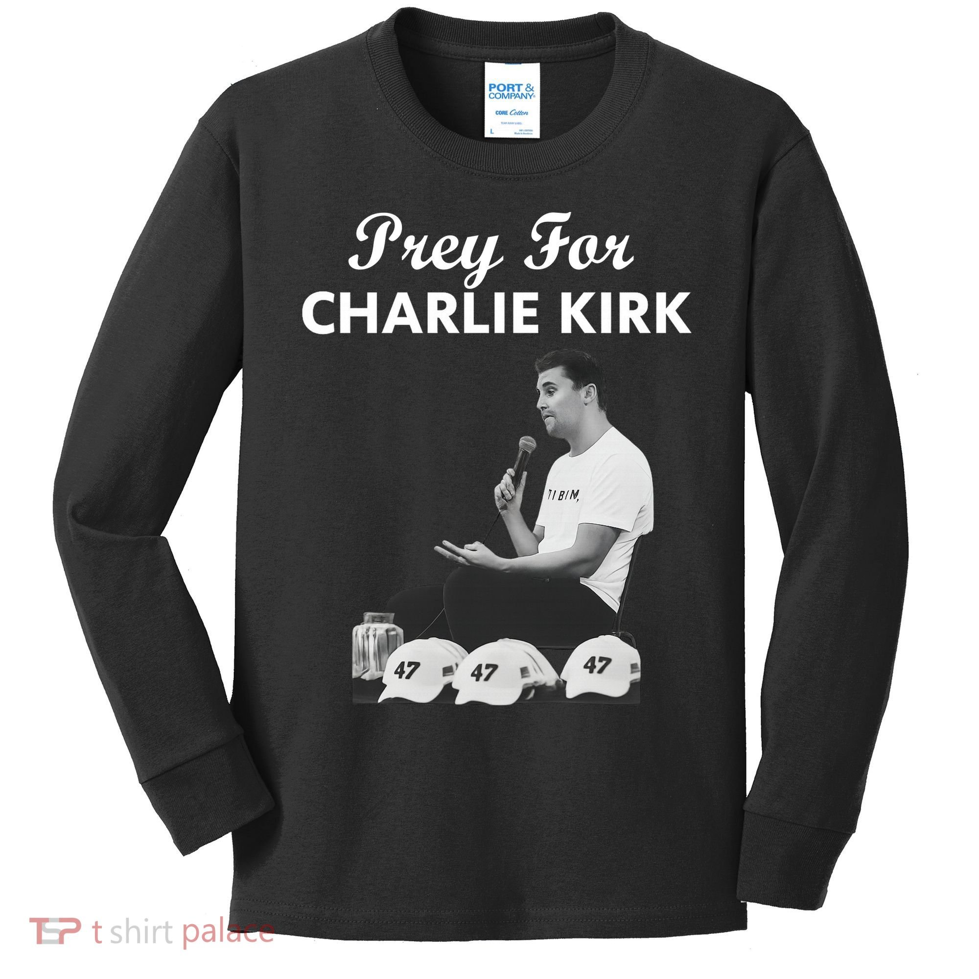 Pray For Charlie Kirk Rest In Peace Support Tribute Kids Long Sleeve Shirt