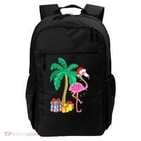 Pink Flamingo Christmas Palm Tree Tropical Xmas Funny Backpack thumb 0