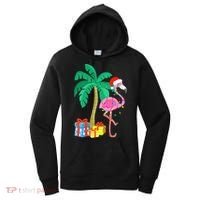 Pink Flamingo Christmas Palm Tree Tropical Xmas Funny Women's Hoodie thumb 0