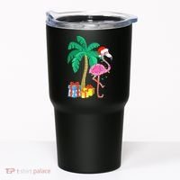 Pink Flamingo Christmas Palm Tree Tropical Xmas Funny Tumbler thumb 0