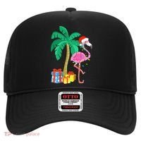 Pink Flamingo Christmas Palm Tree Tropical Xmas Funny Hat thumb 0