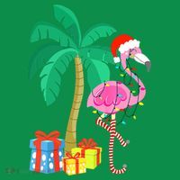 Pink Flamingo Christmas Palm Tree Tropical Xmas Funny Sweatshirt thumb 3