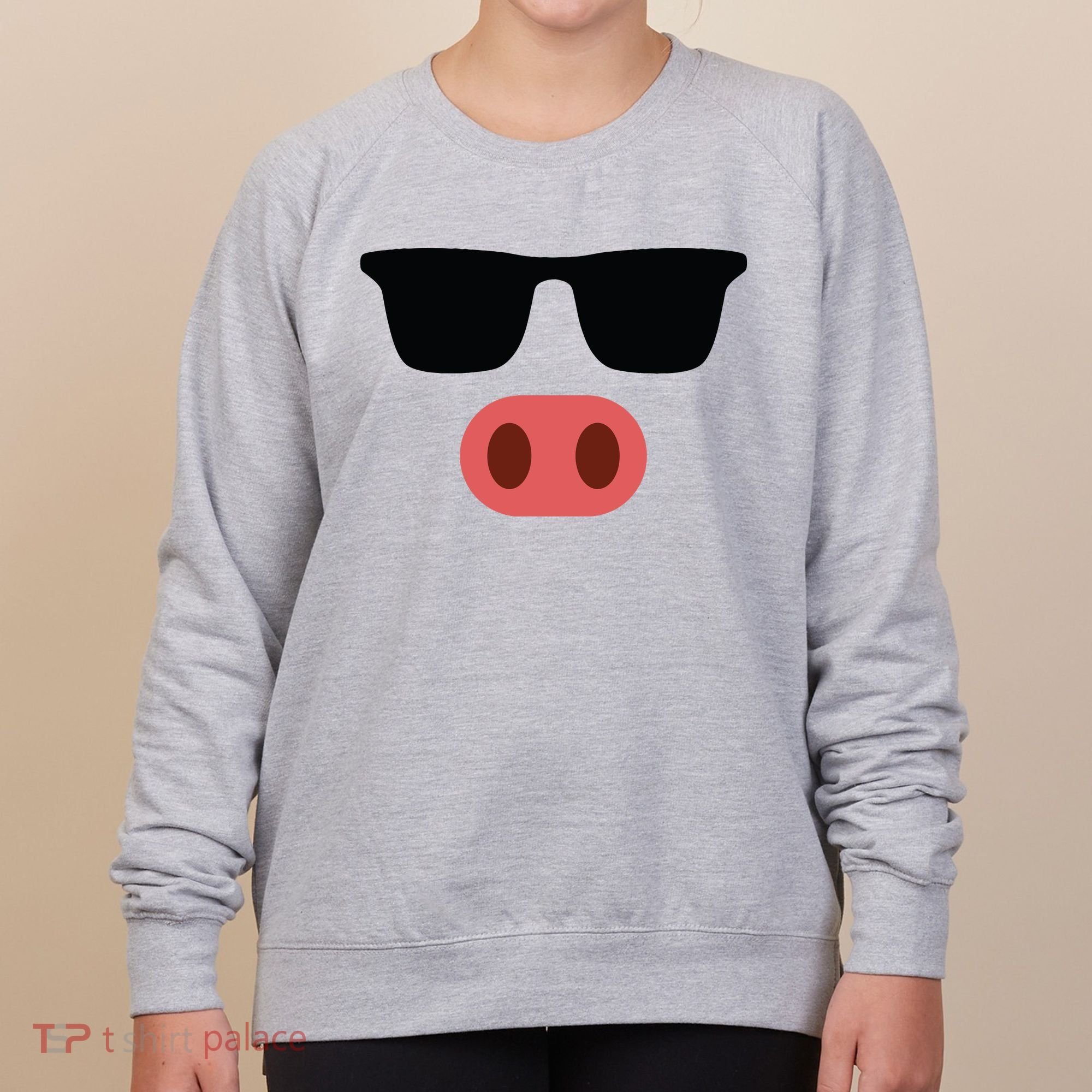 Pig Face Cool Sunglasses Cute Halloween Costume Women's Sweatshirt