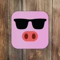 Pig Face Cool Sunglasses Cute Halloween Costume Coaster thumb 0