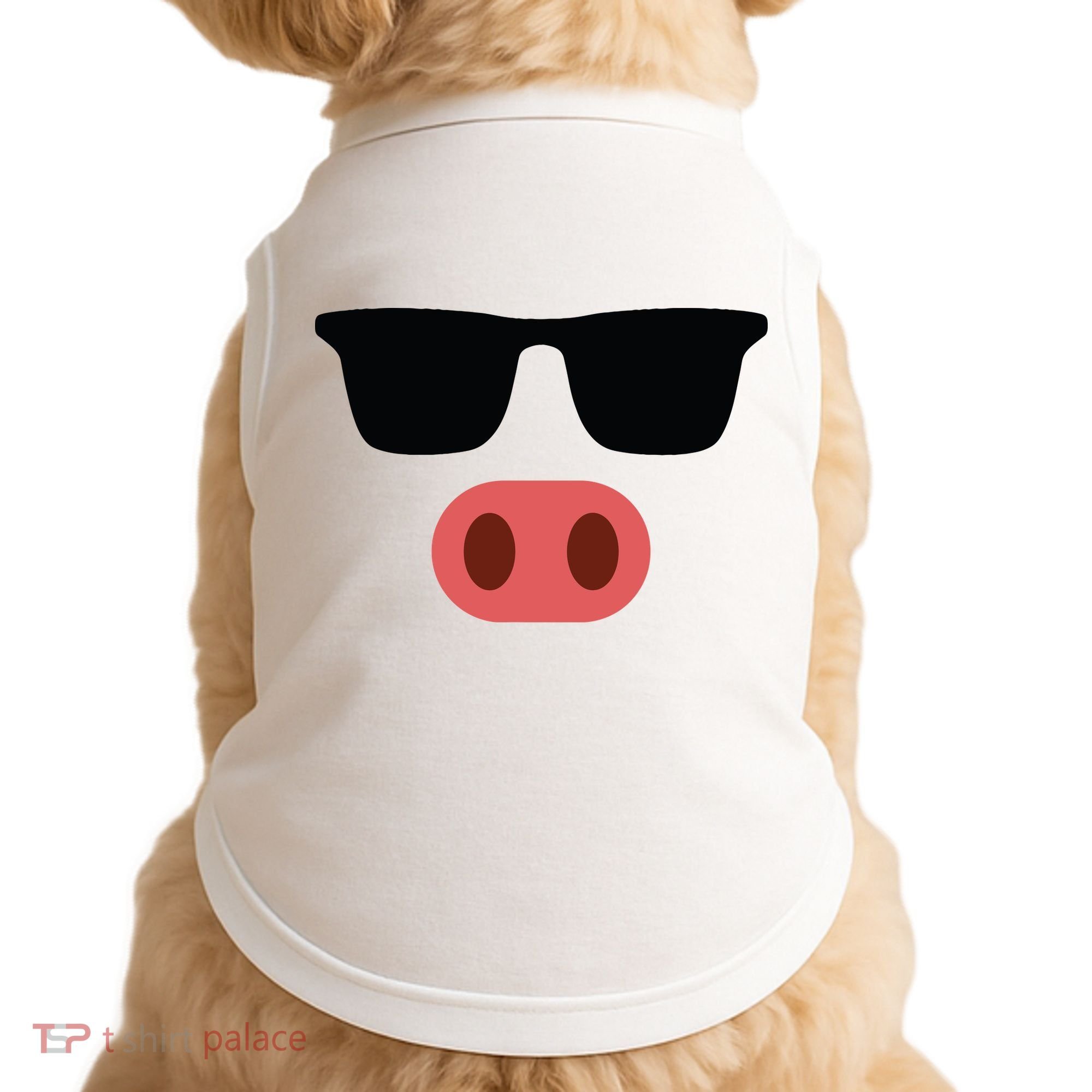 Pig Face Cool Sunglasses Cute Halloween Costume Doggie Tank