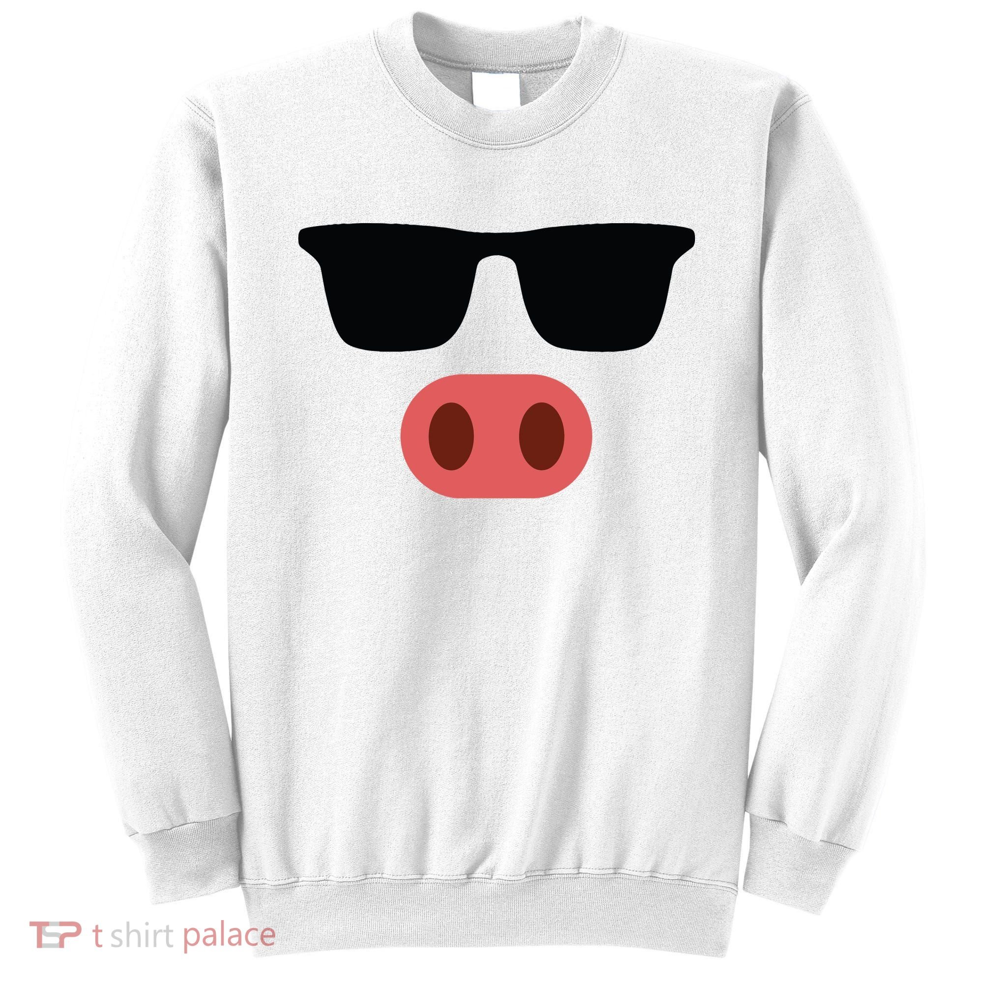 Pig Face Cool Sunglasses Cute Halloween Costume Sweatshirt