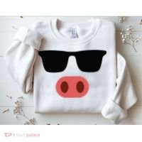 Pig Face Cool Sunglasses Cute Halloween Costume Sweatshirt thumb 2