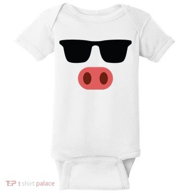 Pig Face Cool Sunglasses Cute Halloween Costume Baby Bodysuit