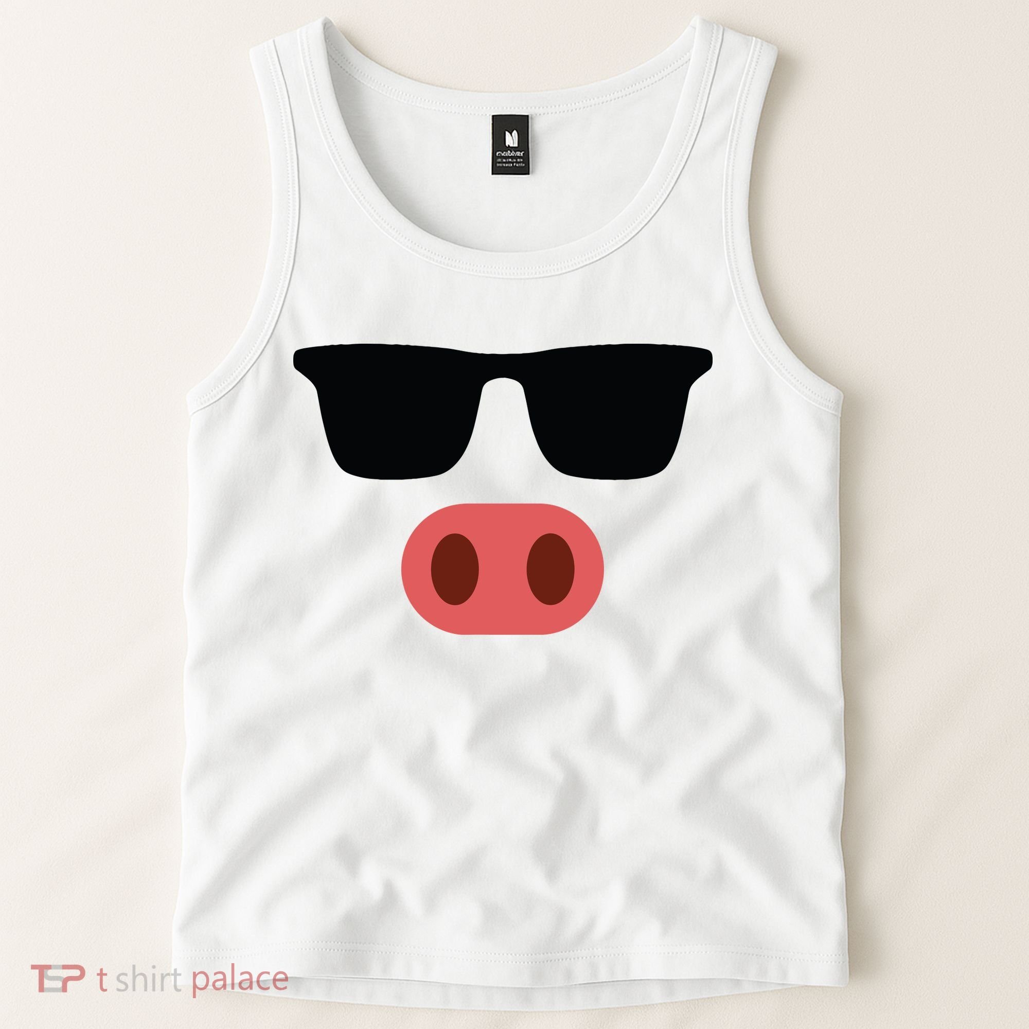 Pig Face Cool Sunglasses Cute Halloween Costume Tank Top