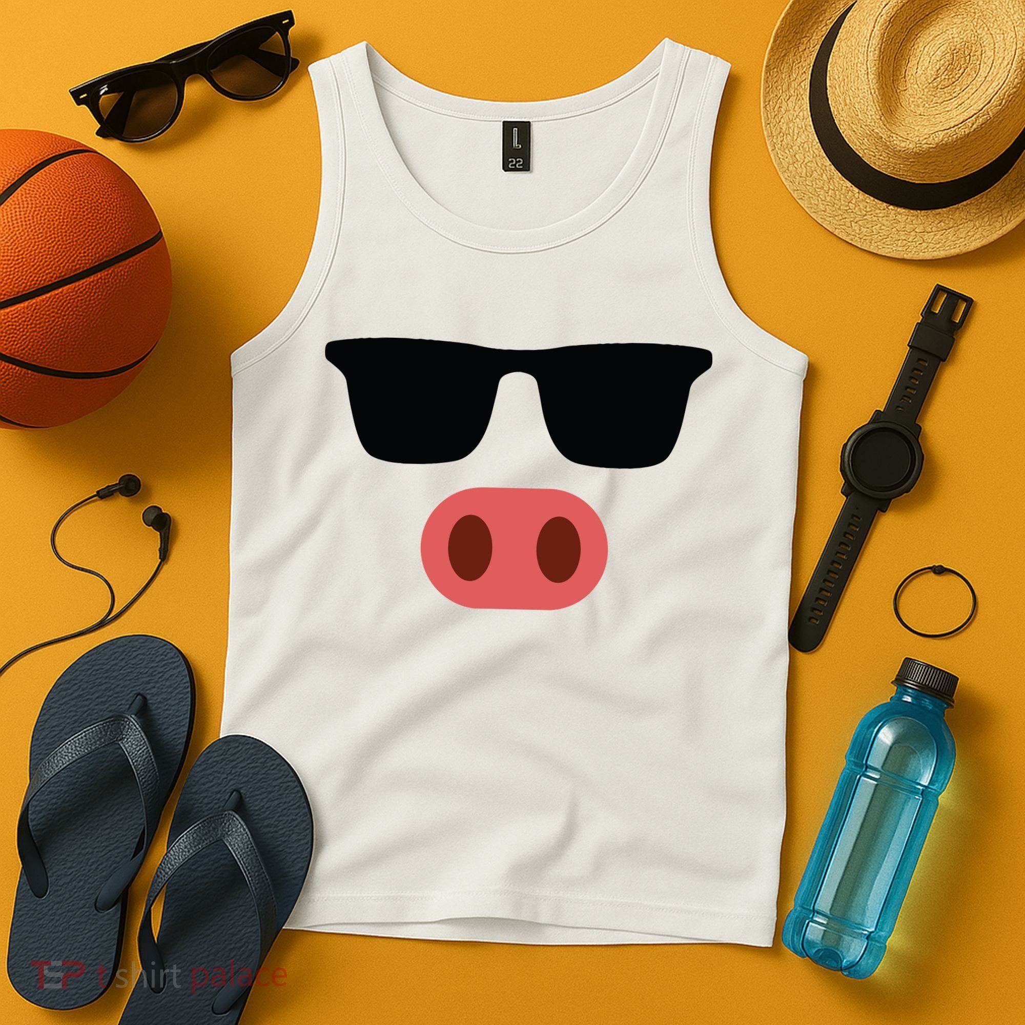 Pig Face Cool Sunglasses Cute Halloween Costume Tank Top