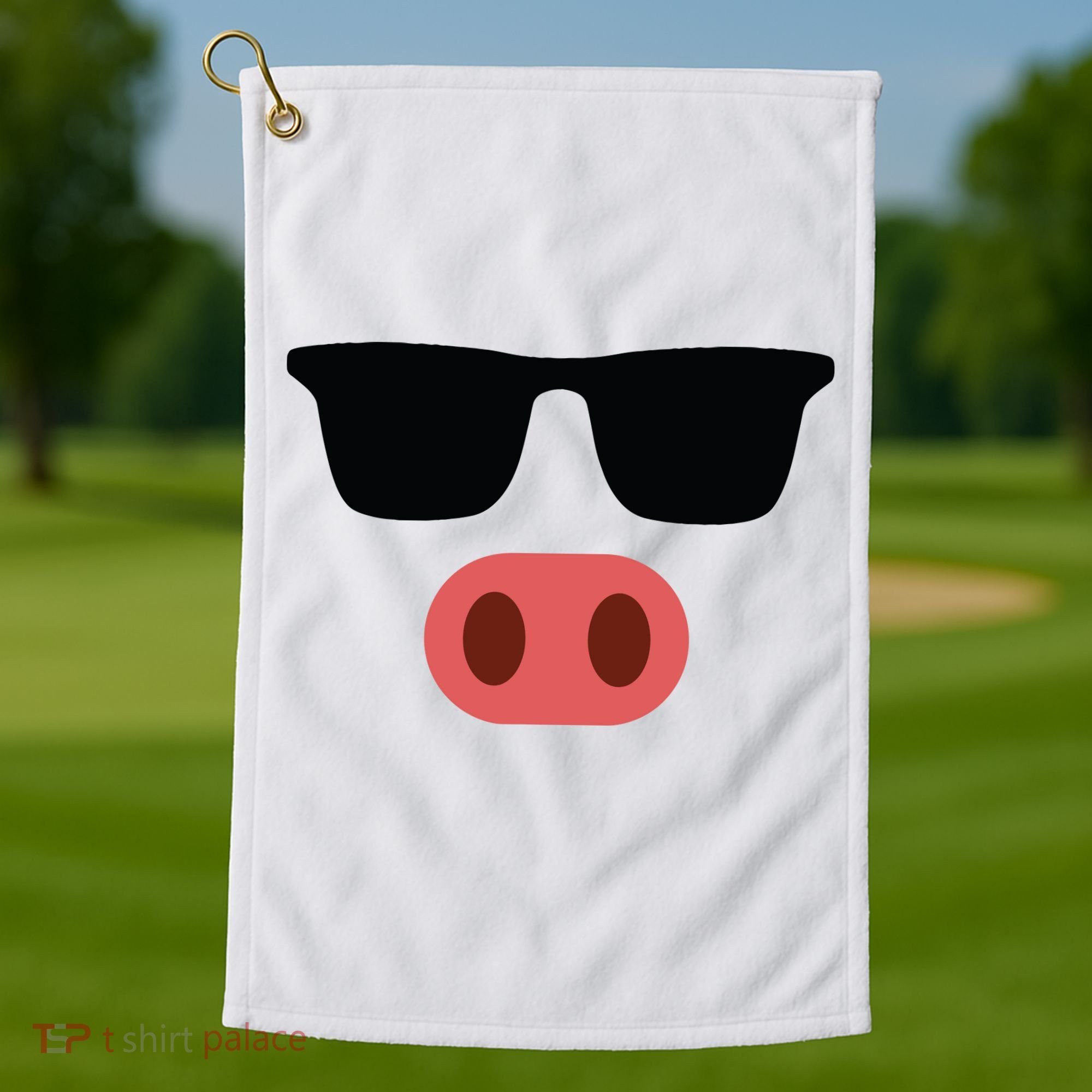 Pig Face Cool Sunglasses Cute Halloween Costume Golf Towel