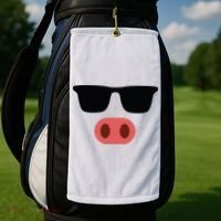 Pig Face Cool Sunglasses Cute Halloween Costume Golf Towel thumb 2