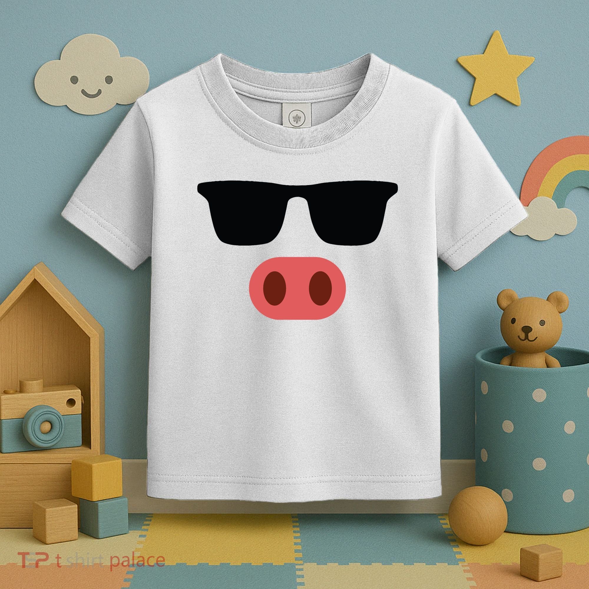Pig Face Cool Sunglasses Cute Halloween Costume Toddler T-Shirt