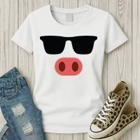 Pig Face Cool Sunglasses Cute Halloween Costume Women's T-Shirt thumb 3