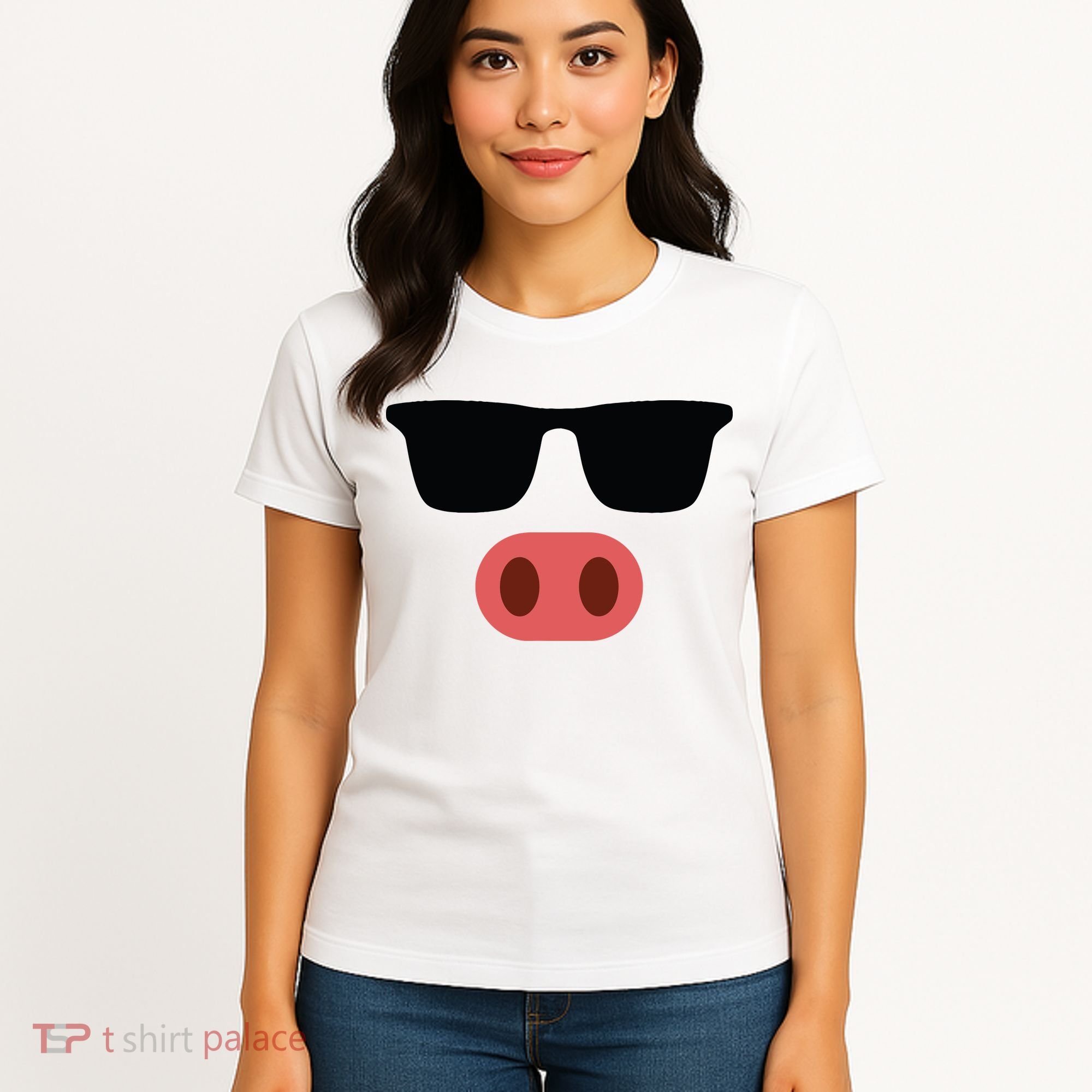 Pig Face Cool Sunglasses Cute Halloween Costume Women's T-Shirt