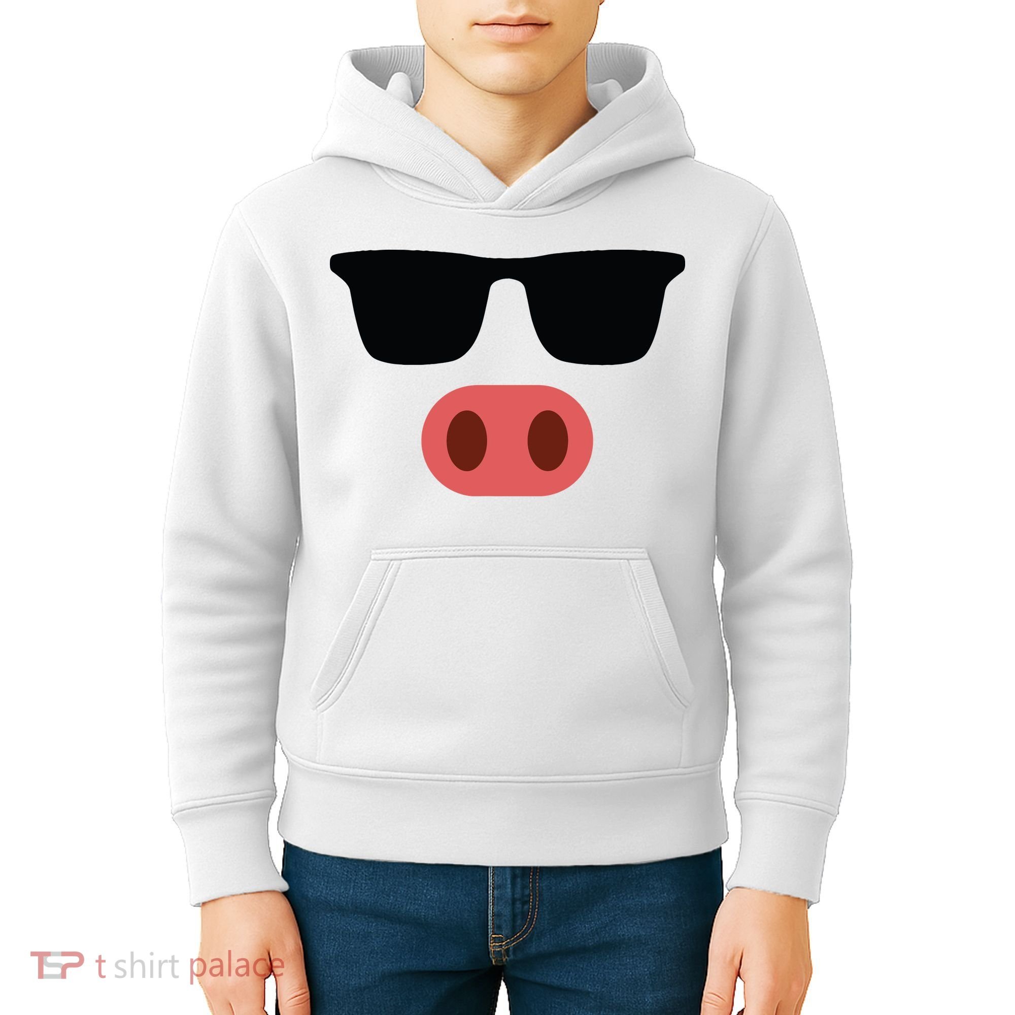 Pig Face Cool Sunglasses Cute Halloween Costume Kids Hoodie