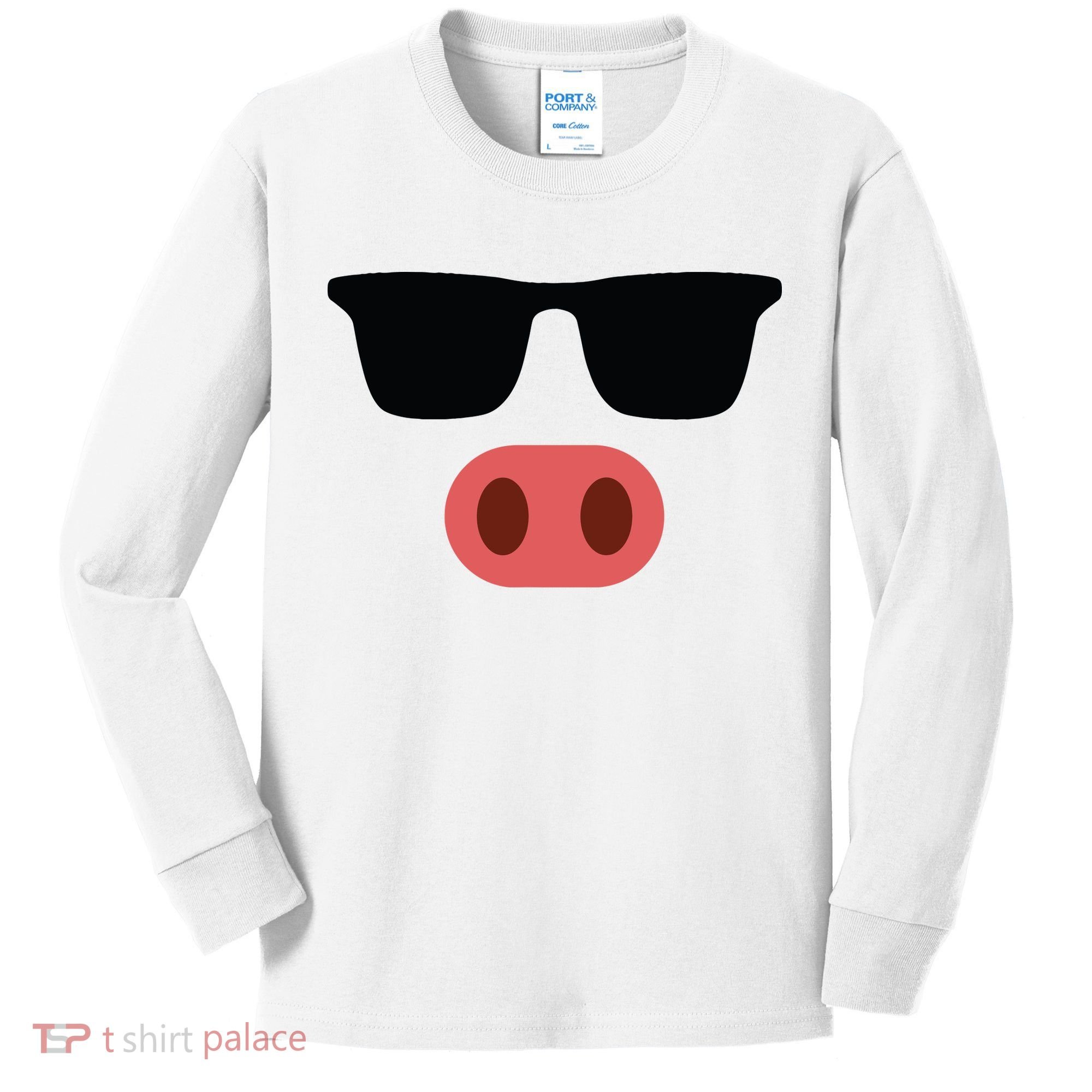 Pig Face Cool Sunglasses Cute Halloween Costume Kids Long Sleeve Shirt