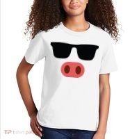 Pig Face Cool Sunglasses Cute Halloween Costume Kids T-Shirt thumb 2