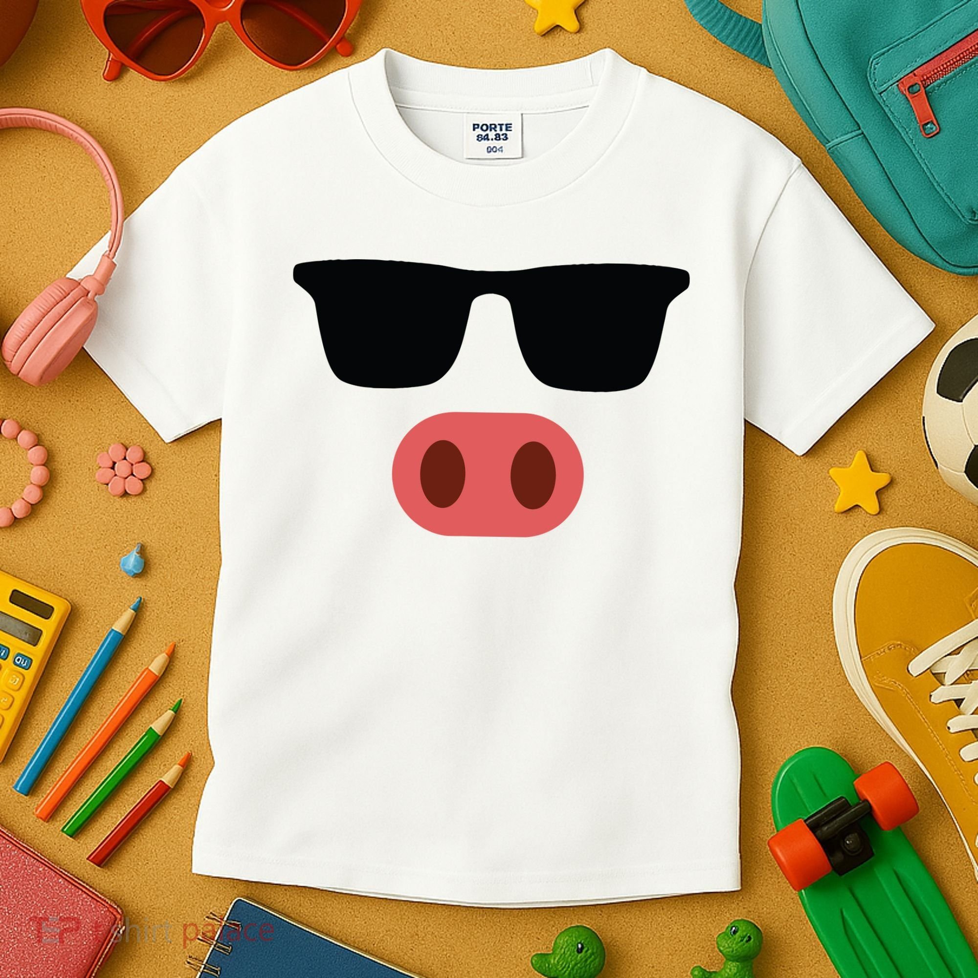 Pig Face Cool Sunglasses Cute Halloween Costume Kids T-Shirt