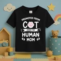 Promoted From Cat Mom To Human Mom Baby Announcement Toddler T-Shirt thumb 3