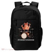 Purrcussion Funny Cat Drummer On Drum Set Percussion Pun Backpack thumb 0