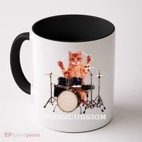Purrcussion Funny Cat Drummer On Drum Set Percussion Pun Coffee Mug thumb 0