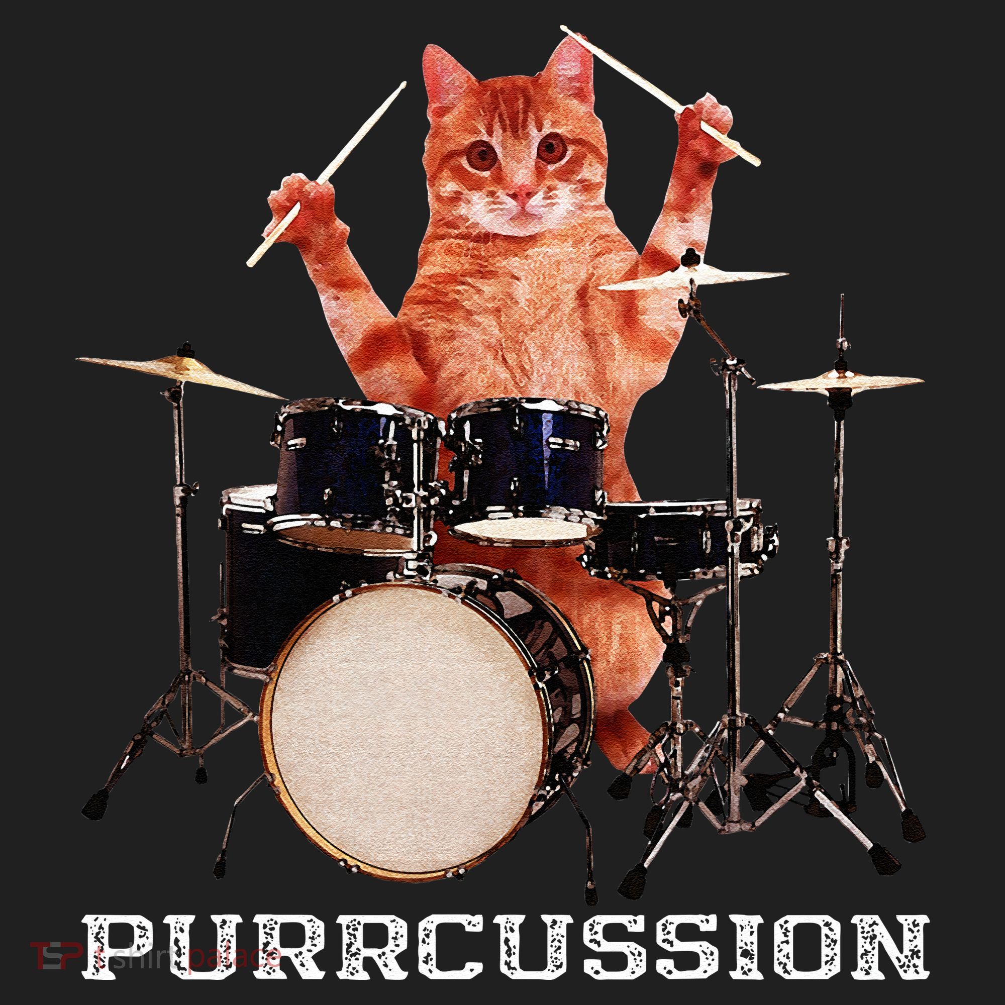 Purrcussion Funny Cat Drummer On Drum Set Percussion Pun Beanie