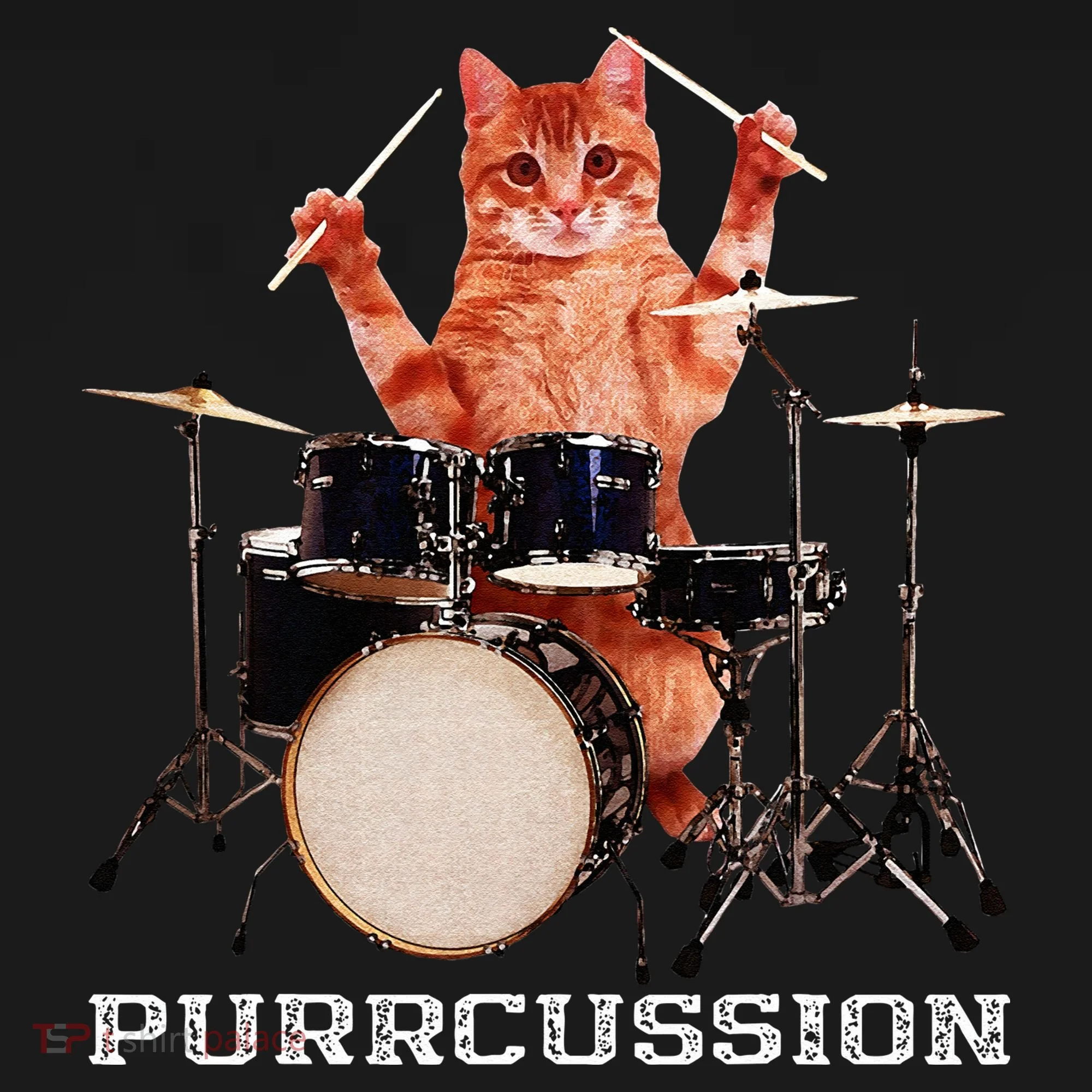 Purrcussion Funny Cat Drummer On Drum Set Percussion Pun Women's Hoodie