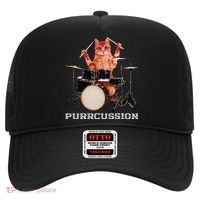 Purrcussion Funny Cat Drummer On Drum Set Percussion Pun Hat thumb 0