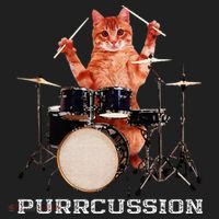 Purrcussion Funny Cat Drummer On Drum Set Percussion Pun Hat thumb 2