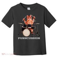 Purrcussion Funny Cat Drummer On Drum Set Percussion Pun Toddler T-Shirt thumb 0