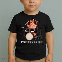 Purrcussion Funny Cat Drummer On Drum Set Percussion Pun Toddler T-Shirt thumb 2