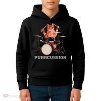 Purrcussion Funny Cat Drummer On Drum Set Percussion Pun Kids Hoodie thumb 4