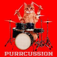 Purrcussion Funny Cat Drummer On Drum Set Percussion Pun Santa Hat thumb 1
