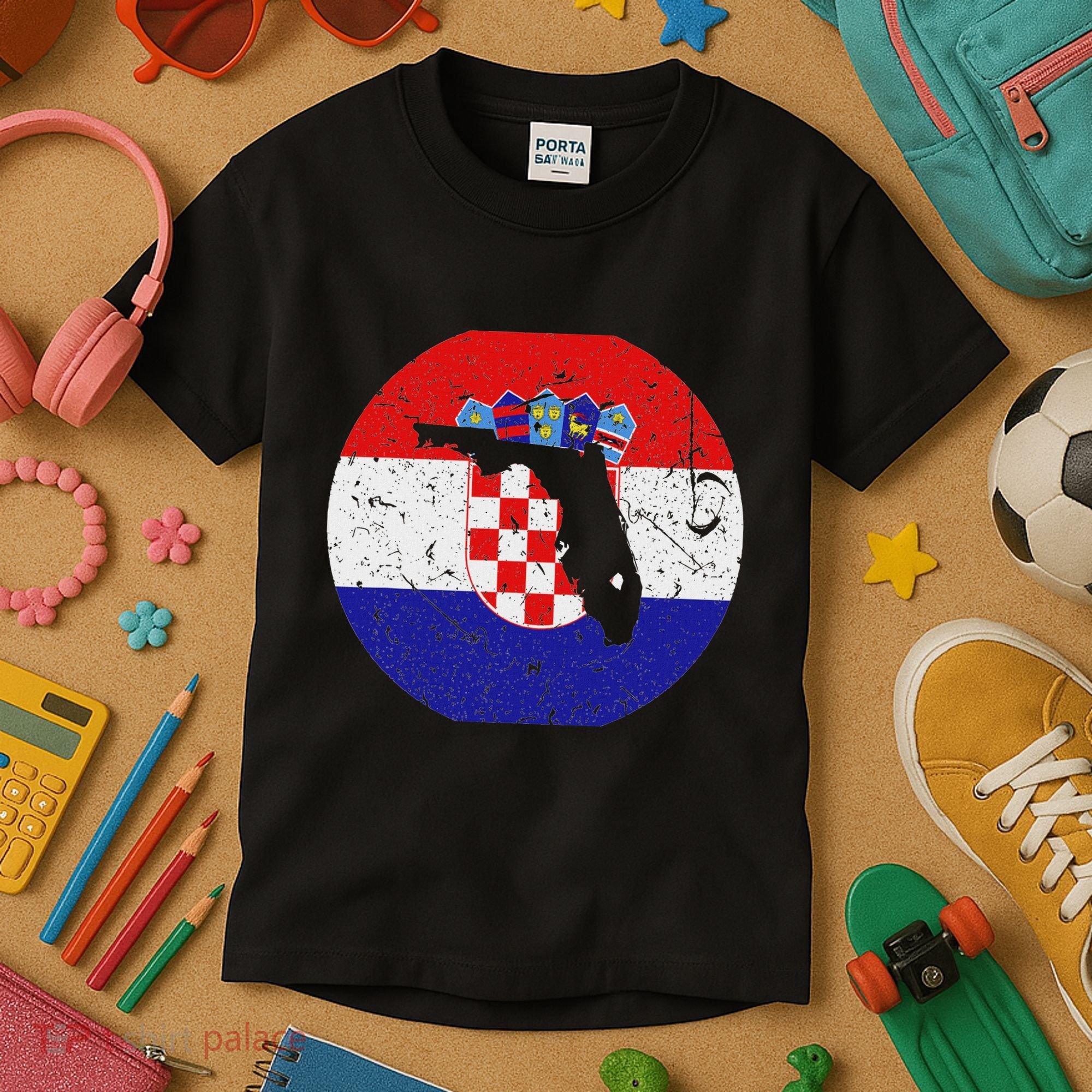 Proud Floridian Croatian From Florida Croatia Home Pride Kids T-Shirt