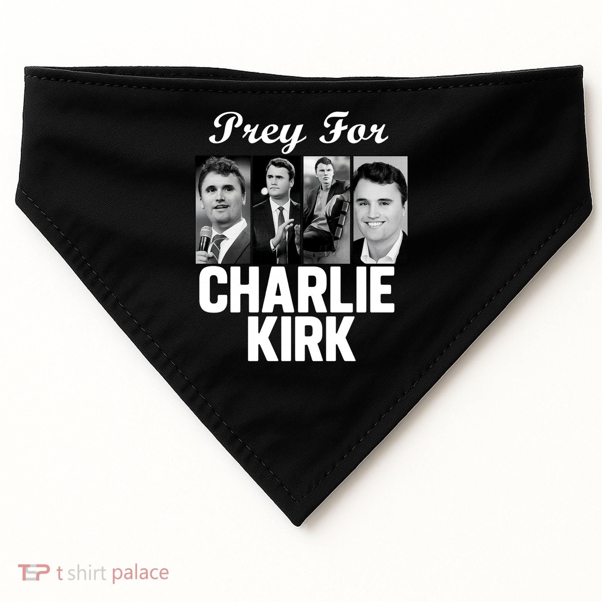 Pray For Charlie Kirk Tribute Support USA-Made Doggie Bandana