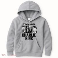 Pray For Charlie Kirk Tribute Support Kids Hoodie thumb 0